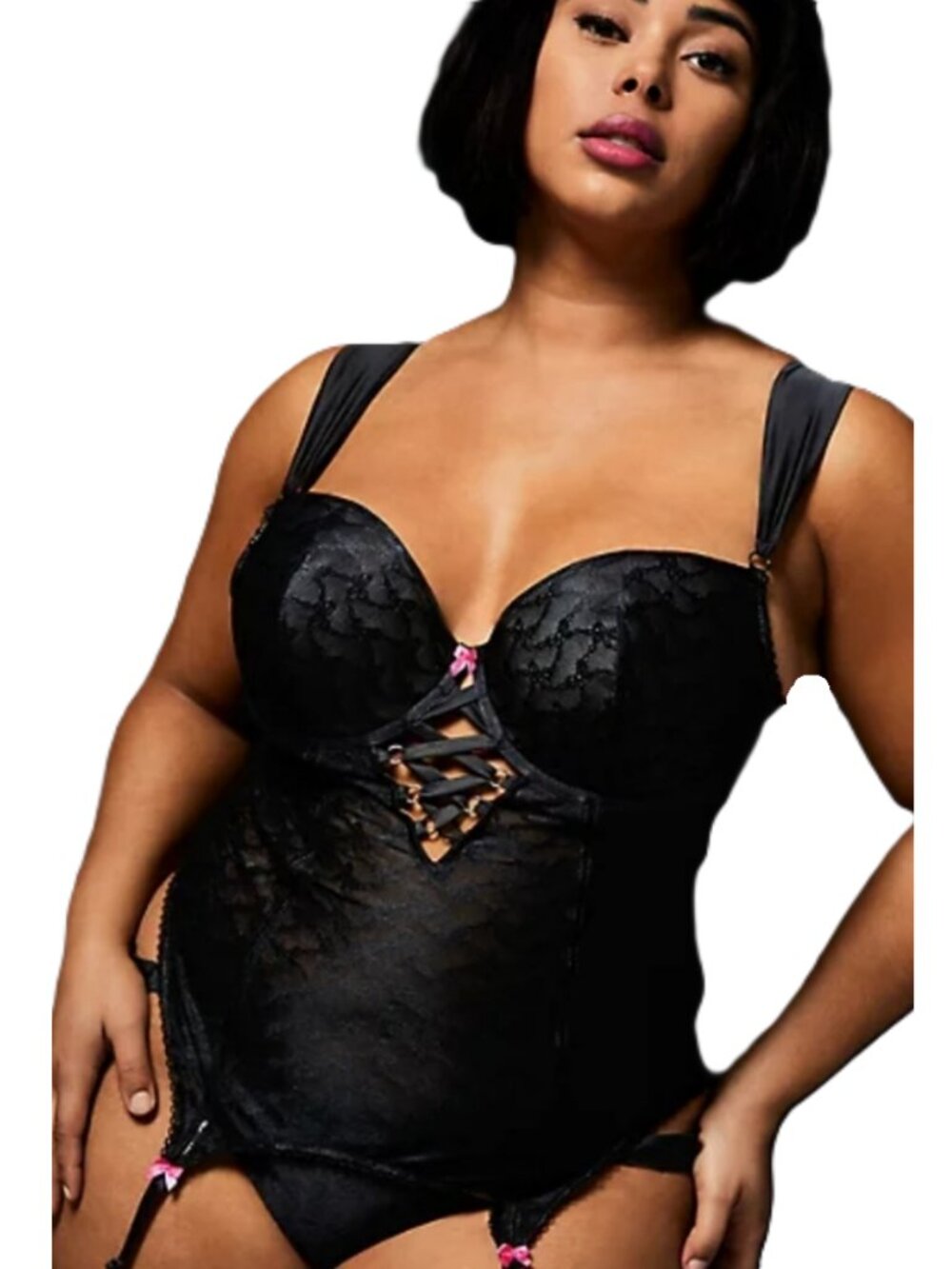 Torrid 2 Betsey Johnson Black Bow Lace Bustier 2X 18 20